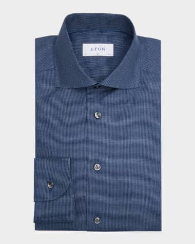 Eton Men's Wrinkle-Free Houndstooth Flannel Slim Fit Dress Shirt