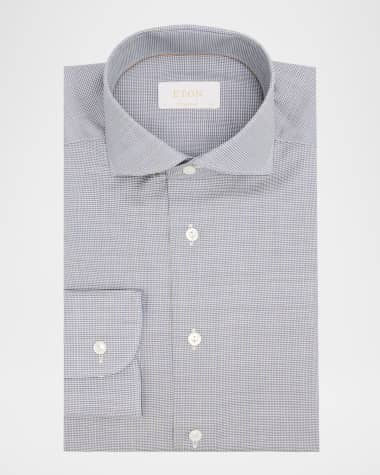 Eton Men's Elevated Merino Wool Houndstooth Contemporary-Fit Dress Shirt
