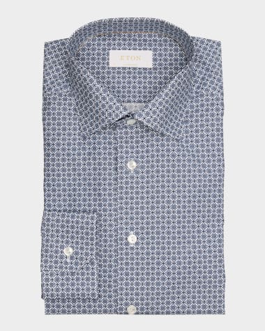 Eton Men's Elevated Twill Medallion-Print Contemporary-Fit Dress Shirt