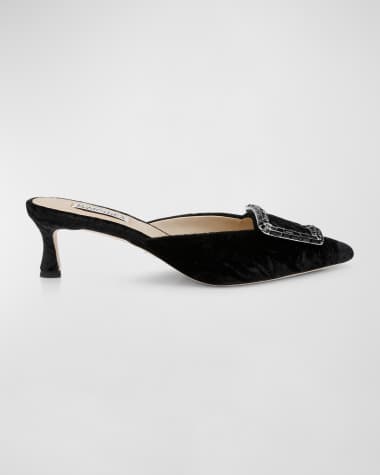 Badgley Mischka Abigayl Velvet Buckle Mule Pumps