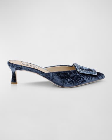 Badgley Mischka Abigayl Velvet Buckle Mule Pumps