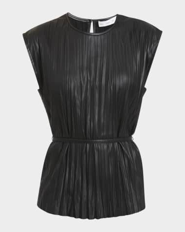 Proenza Schouler White Label Lyra Pleated Faux-Leather Top
