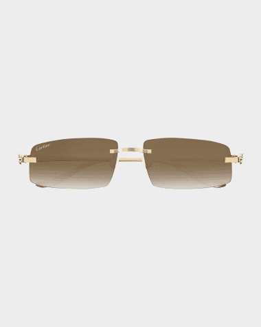 Cartier Panther Rimless Rectangle Metal Sunglasses