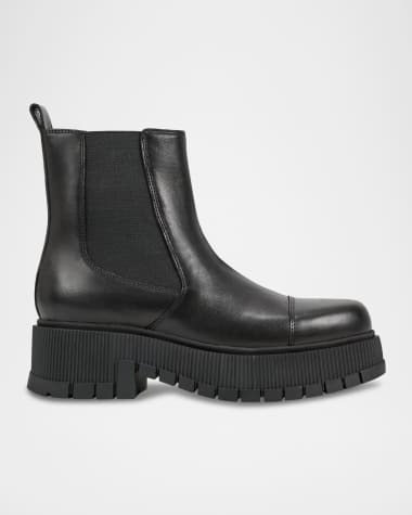 Marc Fisher LTD Leather Lug-Sole Chelsea Booties