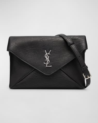 Saint Laurent Men's Large YSL Pouch on Strap in Leather