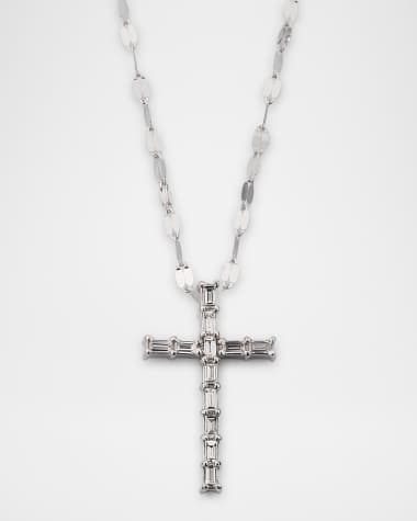 LANA Baguette Everyday Cross Pendant Necklace with Jump Ring, 16-18"L