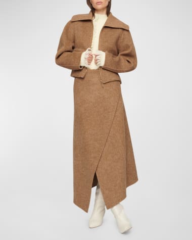 CLEA Marion Long Asymmetric Wool Skirt