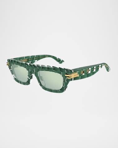 Bottega Veneta Men's BV1321SM Acetate Rectangle Sunglasses