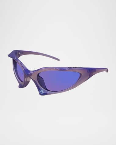 Balenciaga Wrap Logo-Print Plastic Sunglasses