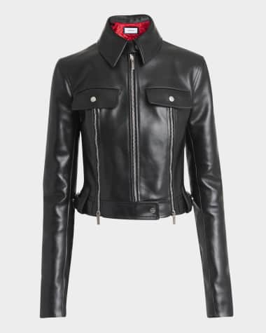 Ferragamo Zipper Leather Trucker Jacket