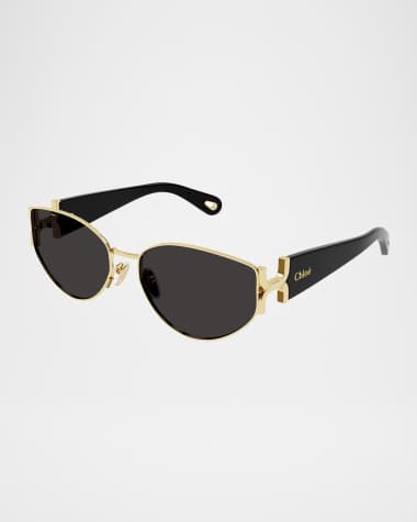 Chloe Round Logo-Print Sunglasses