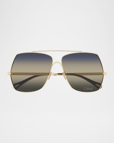 Chloe Gradient Aviator Metal Sunglasses