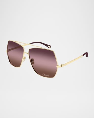 Chloe Gradient Aviator Metal Sunglasses