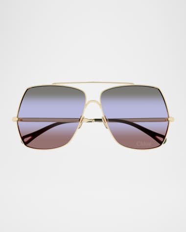 Chloe Gradient Aviator Metal Sunglasses