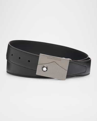Montblanc Men's Plate-Buckle Saffiano Leather Belt