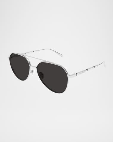 McQueen Men's AM0478SM Metal Aviator Sunglasses