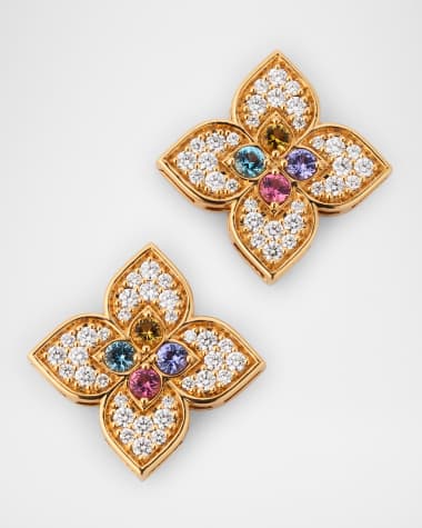 Roberto Coin 18K Rose Gold Venetian Princess Diamond Earrings with Topaz, Tanzanite, Rubellite, and Citrine