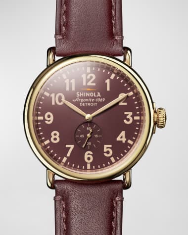 Shinola Runwell Leather-Strap Watch, 47mm
