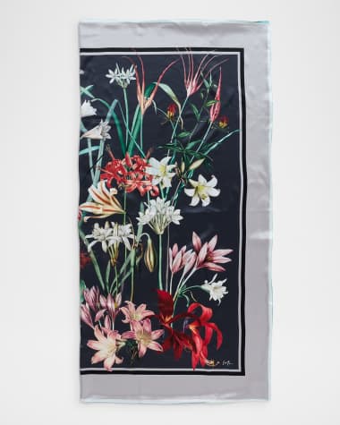 St. Piece Yvonne Floral-Print Double Sided Silk Scarf