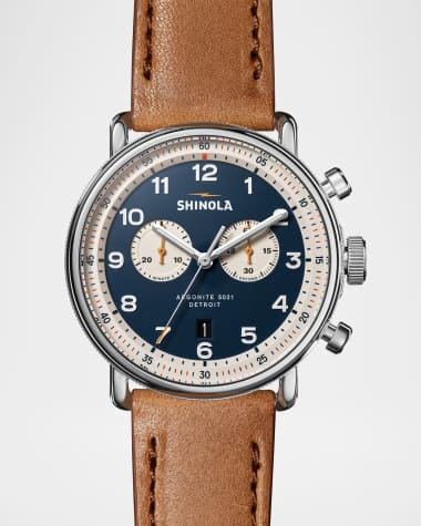 Shinola Men's C56 Canfield Chrono Leather-Strap Watch, 43mm