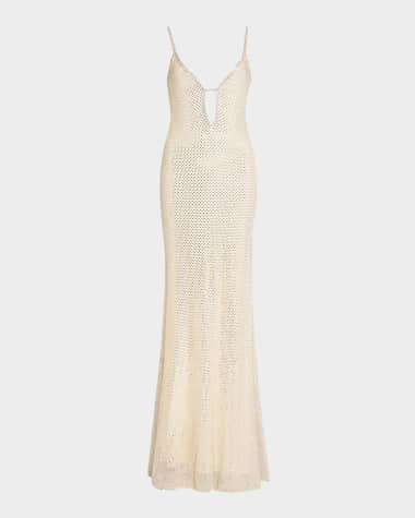 Self-Portrait Embellished Fishnet Maxi Dress