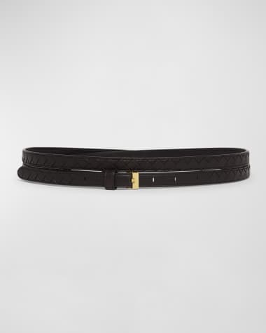 Bottega Veneta Double Layered Leather Thin Belt