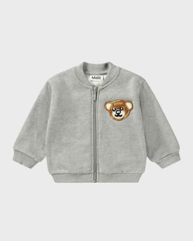 Molo Girl's Dazzle Teddy Embroidered Zip Up, Size 3M-2