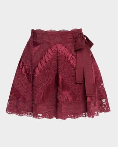 LoveShackFancy Shayda Lace Mini Skirt