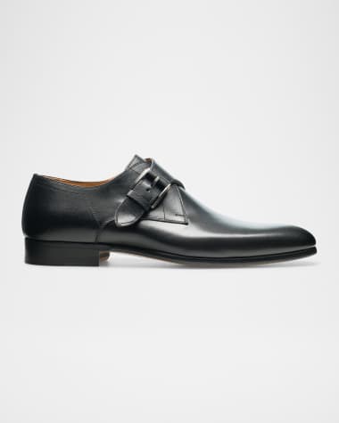Magnanni Men's Mansfeld Leather Monk Strap Loafers