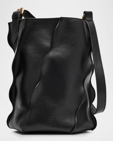 Ulla Johnson Adria Wave Pleated Leather Bucket Bag