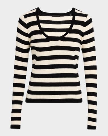 ATM Anthony Thomas Melillo Striped Wool Long-Sleeve Sweater