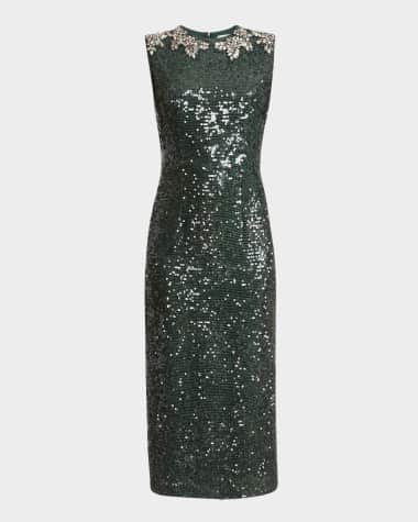 Erdem Sequined Crystal Midi Dress