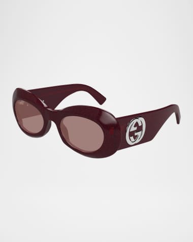 Gucci Interlocking G Plastic Oval Sunglasses