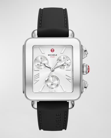 MICHELE Deco Sport Stainless Steel Chronograph Watch in Black