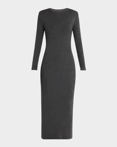 Enza Costa Rib-Knit Crewneck Sweater Dress
