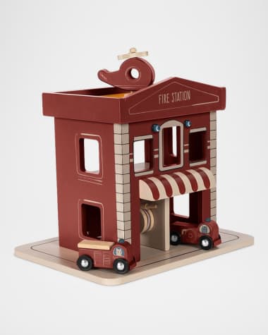 Konges Slojd Wooden Fire Station Toy Set