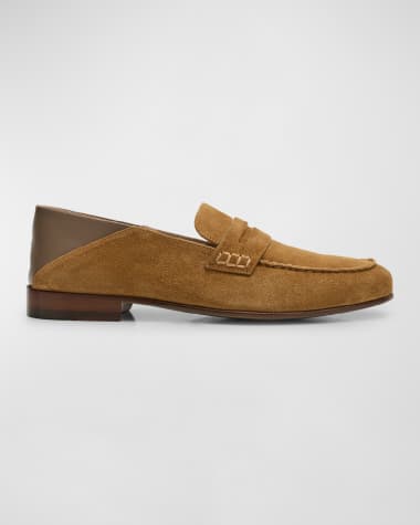 Manolo Blahnik Men's Plymouth Suede Penny Loafers