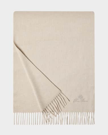 Loro Piana Embroidered Logo Cashmere Scarf