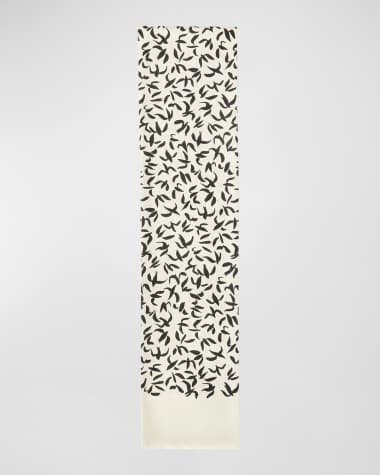 Loro Piana Swallow Bird Print Silk Scarf