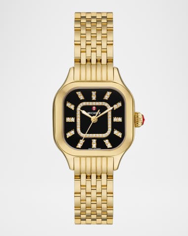 MICHELE Meggie Noir Diamond Dial Gold Bracelet Watch