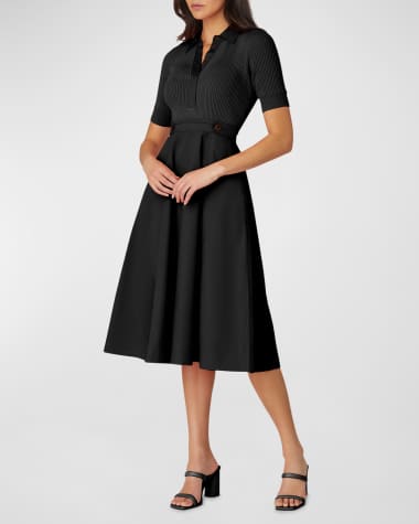 Shoshanna Daron Ribbed A-Line Midi Dress
