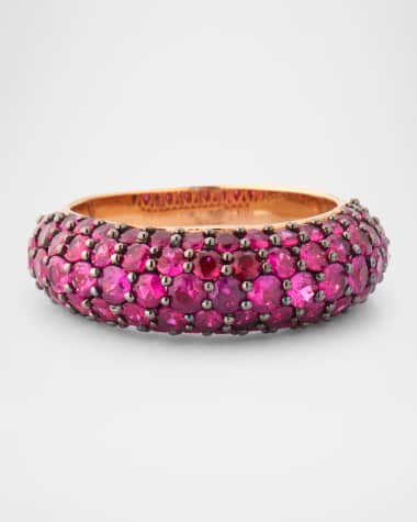 Piranesi 18K Rose Gold Deep Pink Sapphire Dome Ring, Size 6