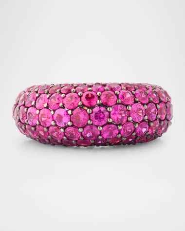 Piranesi 18K Rose Gold Deep Pink Sapphire Dome Ring, Size 8
