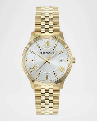 Ferragamo Men's Ferragamo Duo IP Yellow Gold Bracelet Watch, 40mm