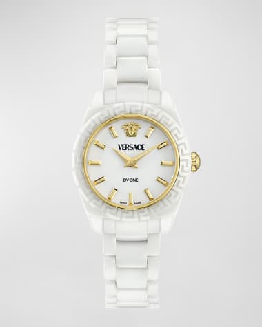 Versace 28mm DV One Watch with Bracelet Strap, White