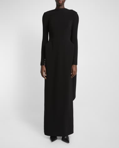 Balenciaga Stretch Crepe Cape Gown