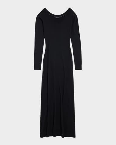 Balenciaga Off Shoulder V Neck Dress
