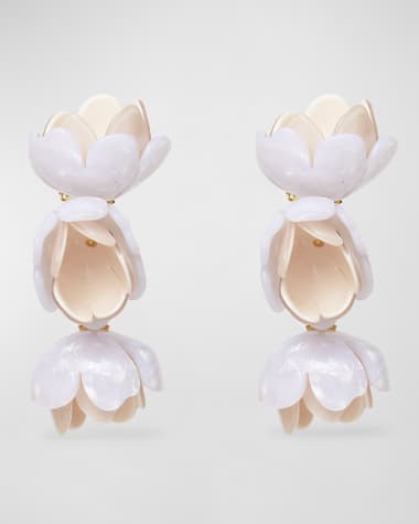 Lele Sadoughi Rose Petal Triple Drop Clip-On Earrings