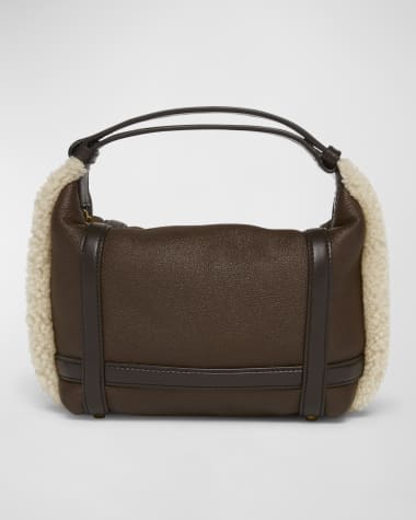 Bottega Veneta Wallace Mini Lamb Fur Top-Handle Bag