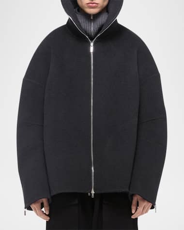 Helmut Lang Men's Cocoon Zip-Up Wool Overshirt